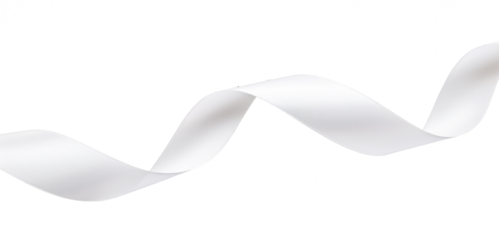 white ribbon string isolated on white or transparent png