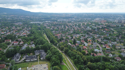 Scenic Aerial View of Mountain Village