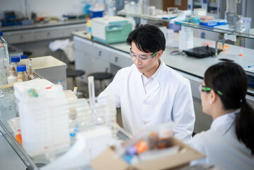 doctor working with tablet in lab