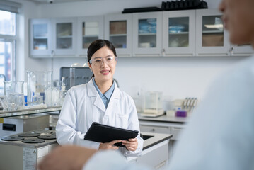 doctor working with tablet in lab