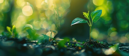 A new grown tree seedling. Great image for global warming, hope, sustainability, green planet and agriculture. Copy space image. Place for adding text and design