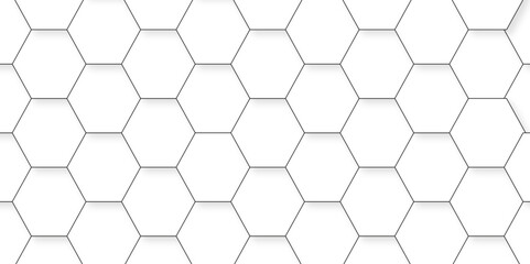 Minimal vector white hexagon honeycomb texture. Abstract grid monochrome decoration art hexagon polygonal pattern background. seamless bright white abstract honeycomb background.