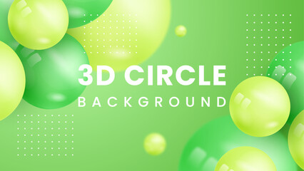 Abstract background with dynamic 3d spheres. Green bubbles.3d Circle Green of glossy balls. modern trendy banner design Premium Vector