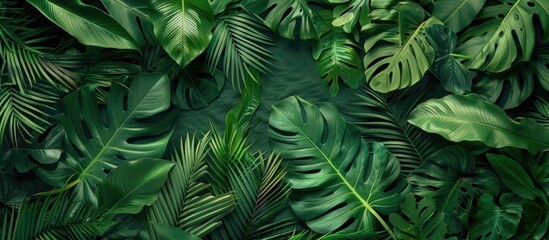 modern green interior. Tropical Leaves Background. Copy space image. Place for adding text and design