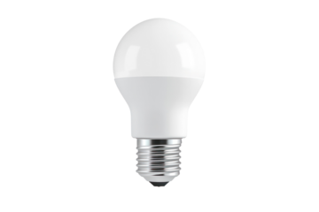 A high-quality LED light bulb with a white casing and metal base, isolated on a white background, ideal for energy-efficient lighting solutions.
