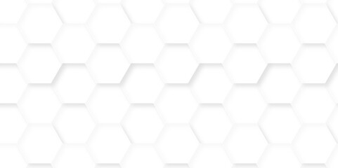 Minimal vector white hexagon honeycomb texture. Abstract grid monochrome decoration art hexagon polygonal pattern background. seamless bright white abstract honeycomb background.