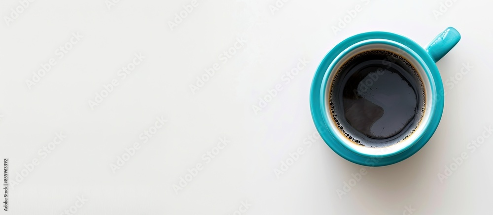 Canvas Prints blue coffee cup top view isolated on white background. Copy space image. Place for adding text or design