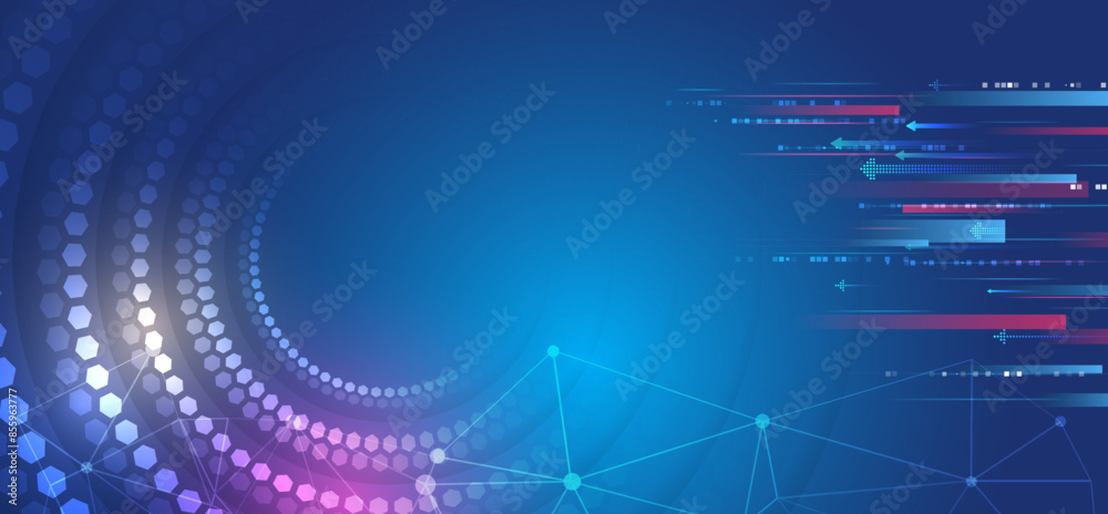 Aufkleber Abstract futuristic communication. High computer technology design. Modern science vector presentation. Hi-tech blue background with various technology elements.