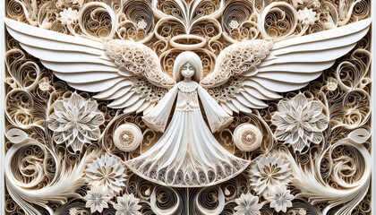 Intricate Paper Quilling Artwork Featuring Angel