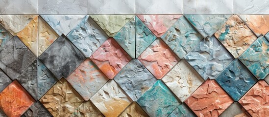 Kitchen tiles Decor, Multicolor digital wall tiles design for interior abstract home decor used ceramic wall tile background texture. Copy space image. Place for adding text and design