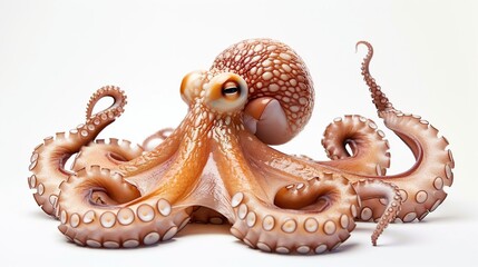 Happy octopus isolated on white background