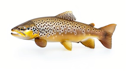 brown trout fish isolated over white background