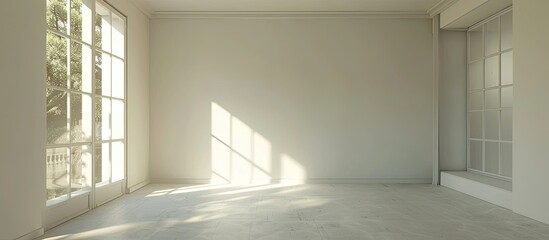 Obraz premium Empty unfinished renovated room in a new constructed house. Copy space image. Place for adding text and design