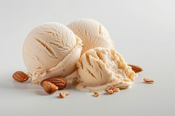 Studio shot of almond ice cream on white background