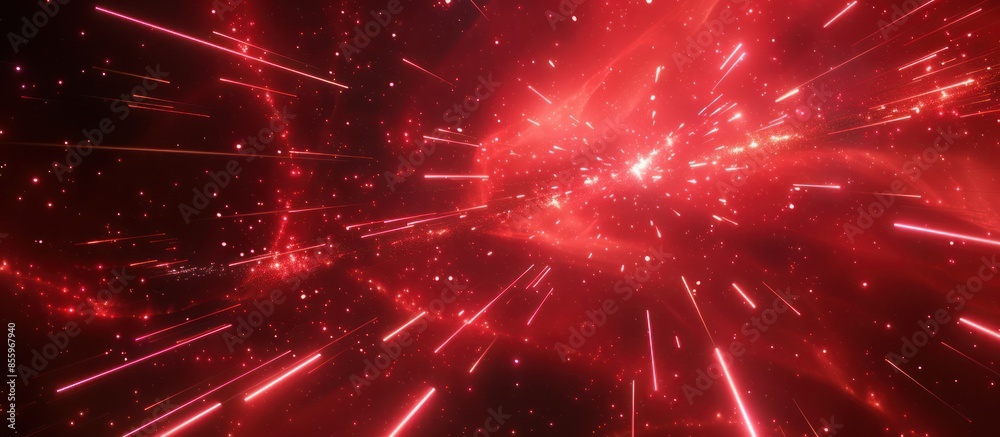 Wall mural the red abstract image with a lot of glowing particles looks very beautiful and mysterious. it seems