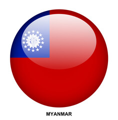 Obraz premium MYANMAR flag button on white background