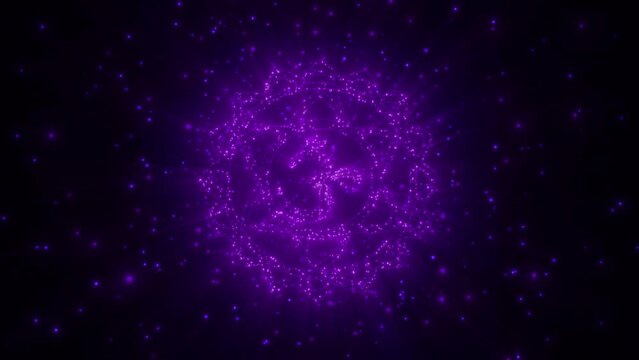 cyclic 3D rendering. Sahasrara chakra in esotericism. the glowing particles scatter in different directions