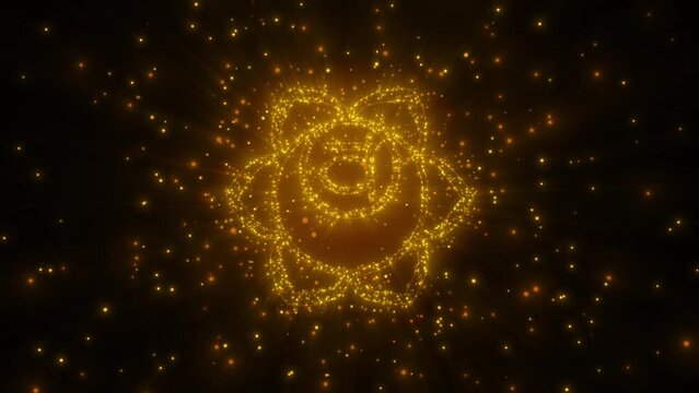 cyclic 3D rendering. Svadhishthana chakra in esotericism. the glowing particles scatter in different directions