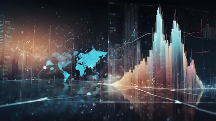 Obraz premium Parallel Perspectives: Business Data Analytics and Financial Dashboards in Abstract Fusion