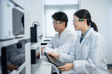 doctor coworking on computer in lab