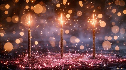 Obraz premium Abstract background celebration happy new year and merry Christmas Colorful firework on black background, generative ai 