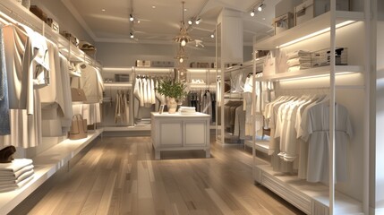 Obraz premium A large store with white clothing on display