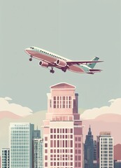 airplane in the city