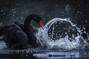 A black swan having a clean