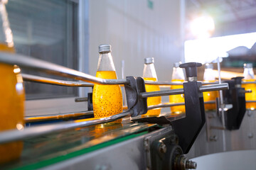 Automation Machine is working at beverage factory.