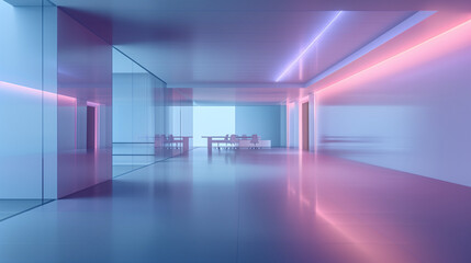 Fototapeta premium 3d render of a corridor in a hall, Futuristic interior space, empty space, aesthetic space, abstract interior 