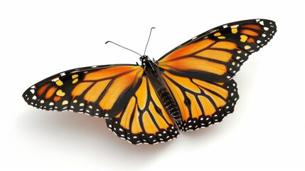 Fototapeta premium Monarch Butterfly on White Background, Generative AI