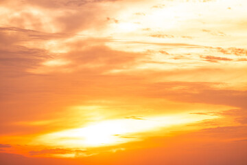 Beautiful , luxury soft gradient orange gold clouds and sunlight on the blue sky perfect for the background, take in everning,Twilight, Large size, high definition landscape photo