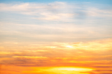 Beautiful , luxury soft gradient orange gold clouds and sunlight on the blue sky perfect for the...