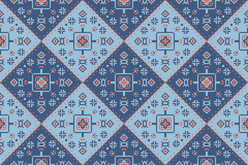 This image is a seamless geometric pattern featuring various shapes in a continuous design