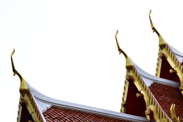 BANGKOK, THAILAND - June 20, 2024: Part of the Roof of a temple in Thailand. Traditional Thai style...