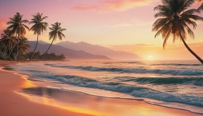 Serene Sunset at Pristine Beach: Escape to Tranquility