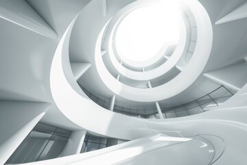 Fototapeta premium White Architecture Circular Background. Modern Abstract Building Design