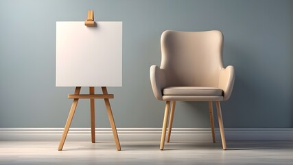 Vacant chair with blank sign on it. hiring a fresh notion for a vacancy. 3D Production