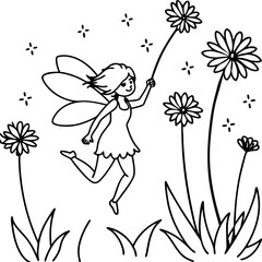Cute Fairy coloring pages for children coloring book