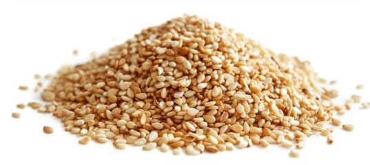 Fototapeta premium Natural organic sesame seeds over white background