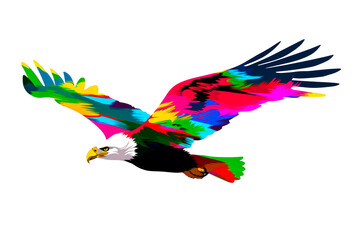 Colorful eagle art soaring