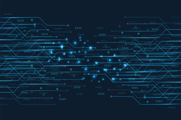 Circuit board. Motherboard. Blue technology background