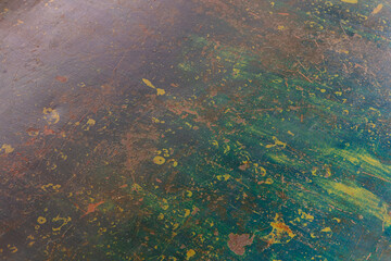 tavolo, superficie, ferro, bicolore, riverniciato, verde, rosso, ruggine, graffi, vecchio, scolorito, vernice, vecchia, prospettiva, inclinato, texture, mura, grunge, pietra, bar, ristorante, casa, ta