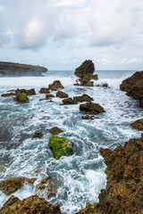 Beautiful beach view with coral, sea panorama