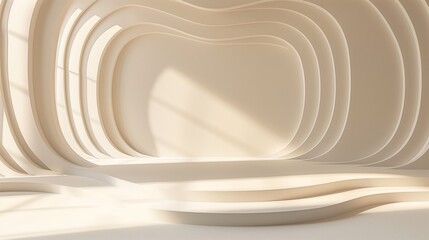 Obraz premium Abstract background featuring smooth beige arcs on a white surface, perfect for modern and minimalist designs.
