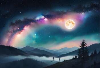 Naklejka premium Celestial Night Reverie