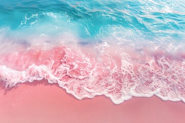 The pink sand beach and turquoise water of a tropical paradise