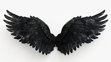 Obraz premium Isolated pair of black angle wings or parrot wings on white background with clipping path
