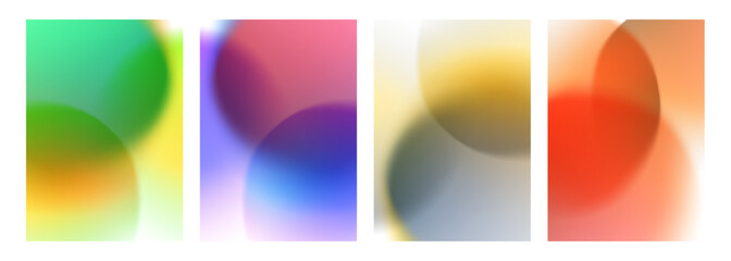 Blurred bubbles. Set of abstract backgrounds with soft color gradient round shapes. Vector illustration.	