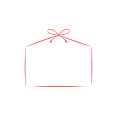 赤色絵馬形線フレーム_和風_単品